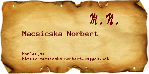Macsicska Norbert névjegykártya